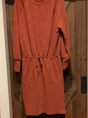 Prana Rust Drawstring-Waist Midi Dress